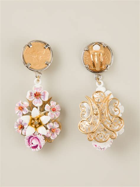 dolce gabbana flower clip earings|Women's gold earrings with gemstone .